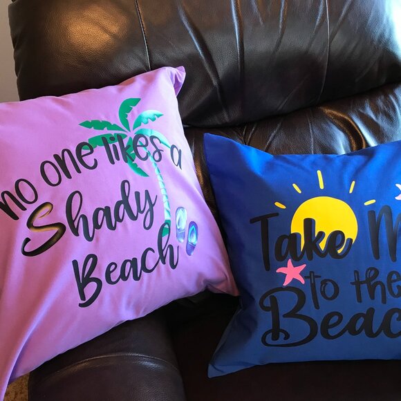 Handmade Beach Pillow Cover: Whimsical Ocean Décor, Eco Friendly, 18 x 18 - Picture 4 of 8